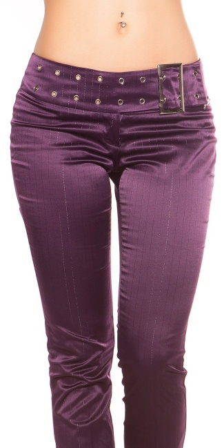 pants with sewed belt Purple